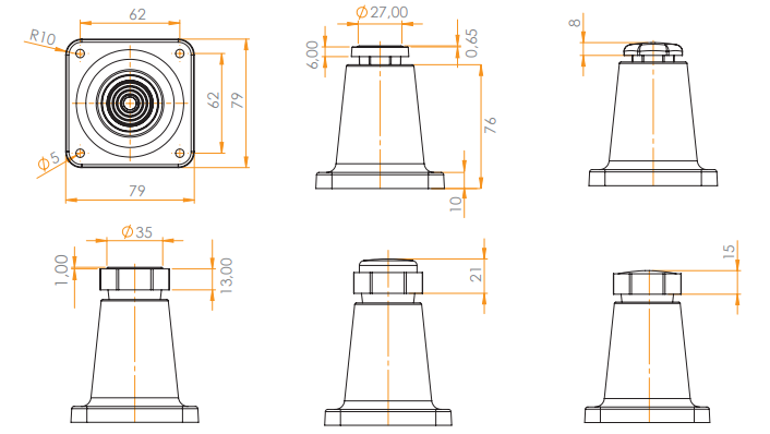 Pé alto com ponteira niveladora alta 3/8 x 1 1/2” (50063)